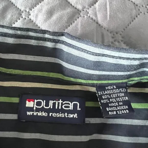 ✨Lot of 2 VTG Puritan Mens 2XL Plaid Stripe Button down Shirt Short Sleeve Y2K - Picture 6 of 13